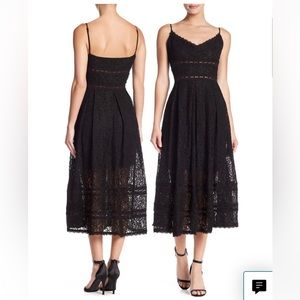 NSR Black Crochet Lace Midi Dress